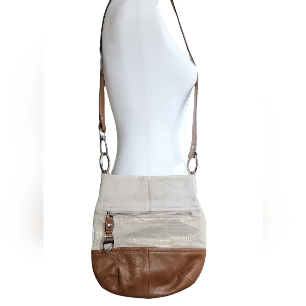 B.Makowsky Purse: Ivory Brown Juliet Crossbody Bag